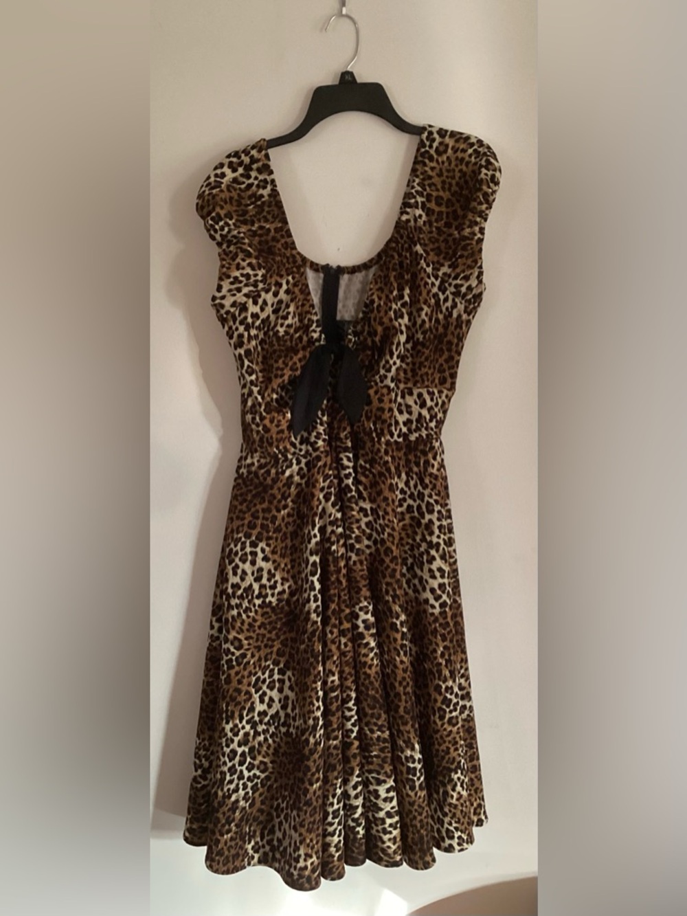 Pinup Couture Marie Theresa Peasant Dress Leopard Print Black Bow 2X